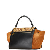 セリーヌ トラペーズ パイソン ショルダーバッグ ハンドバッグ 2WAY ブラック ブラウン レザー レディース CELINE 【中古】